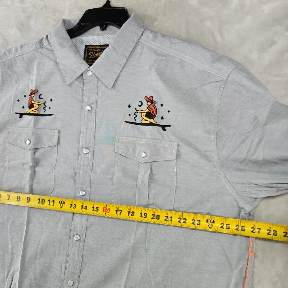 Howler Brothers Gaucho Snapshirt Men XXL Gray Ocean Offerings Embroidered‎ Surf